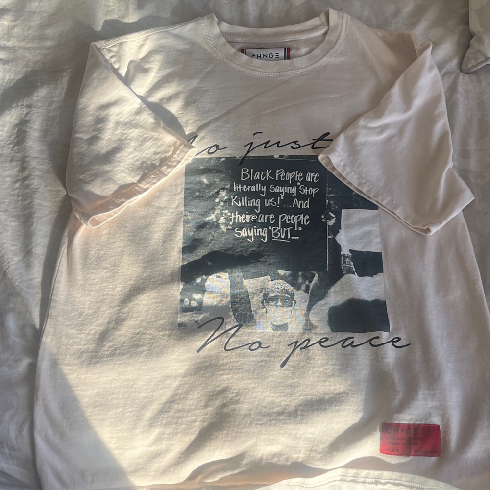 CHNGE Graphic Tee in Cream and Black
